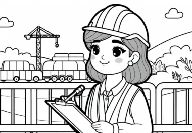 Bauingenieurin führt Sicherheitskontrolle durch – Malvorlage kostenlos