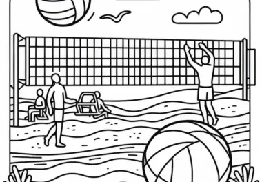 Beachvolleyball Ausmalbild Einfach Gratis