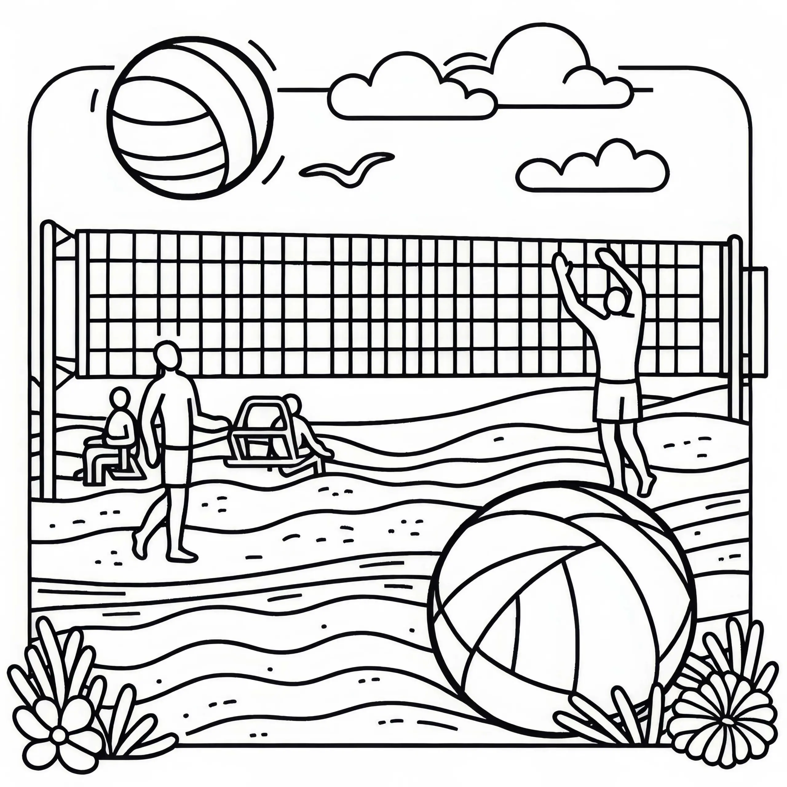 Beachvolleyball Ausmalbild Einfach Gratis