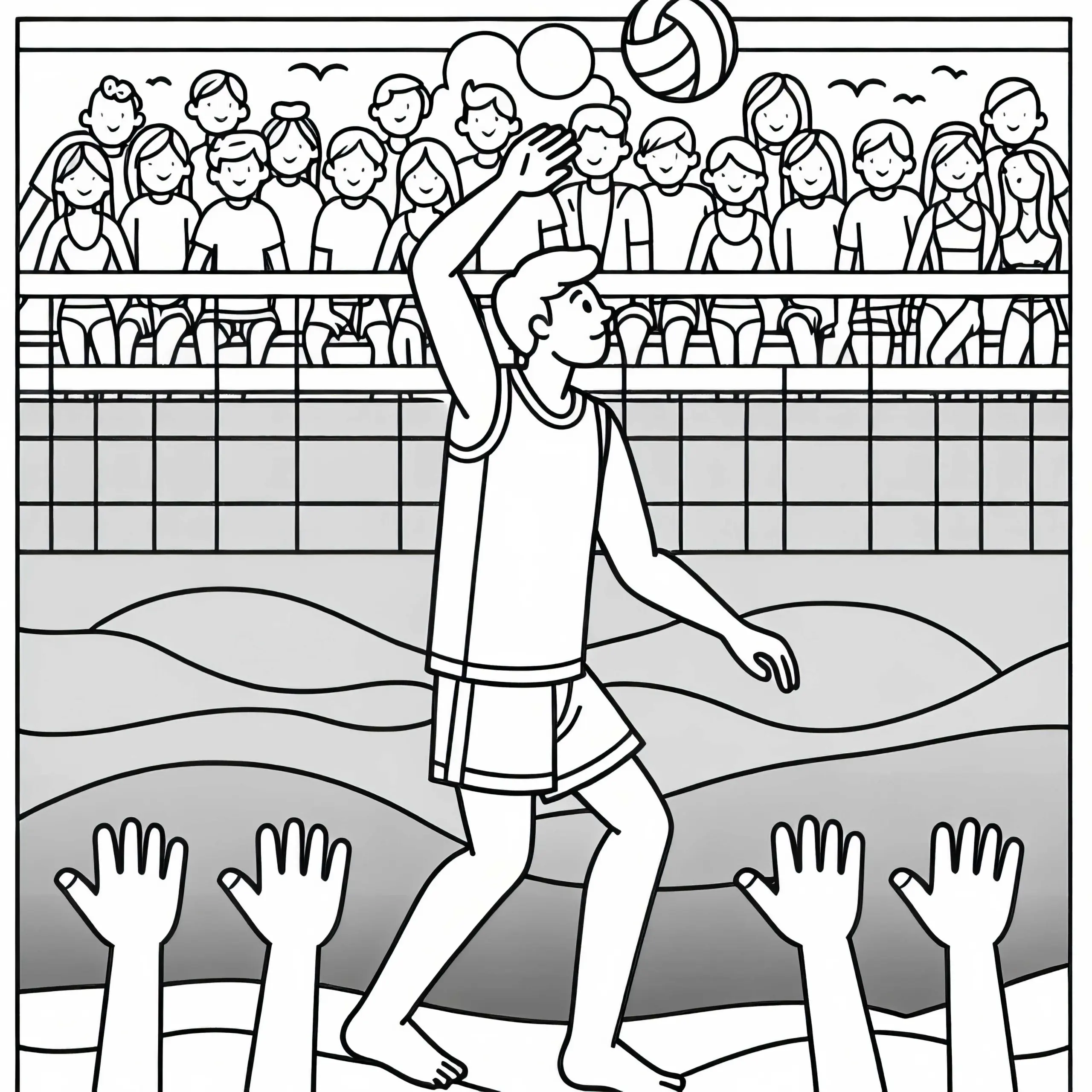 Beachvolleyball Spieler Malvorlage Einfach Gratis (Ausmalbild)
