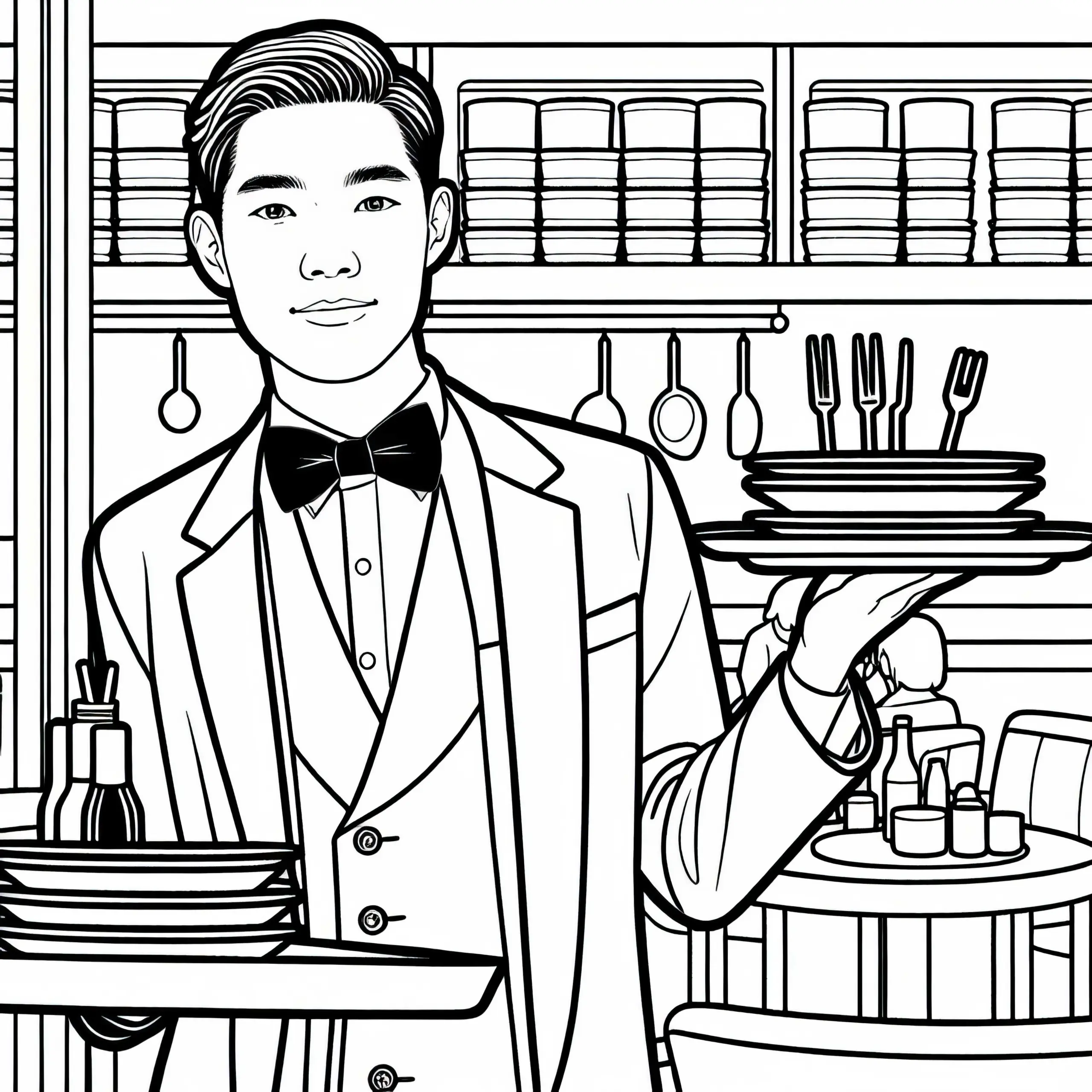 Ausmalbild von der Bedienung im Restaurant – Kostenloses Download-Angebot