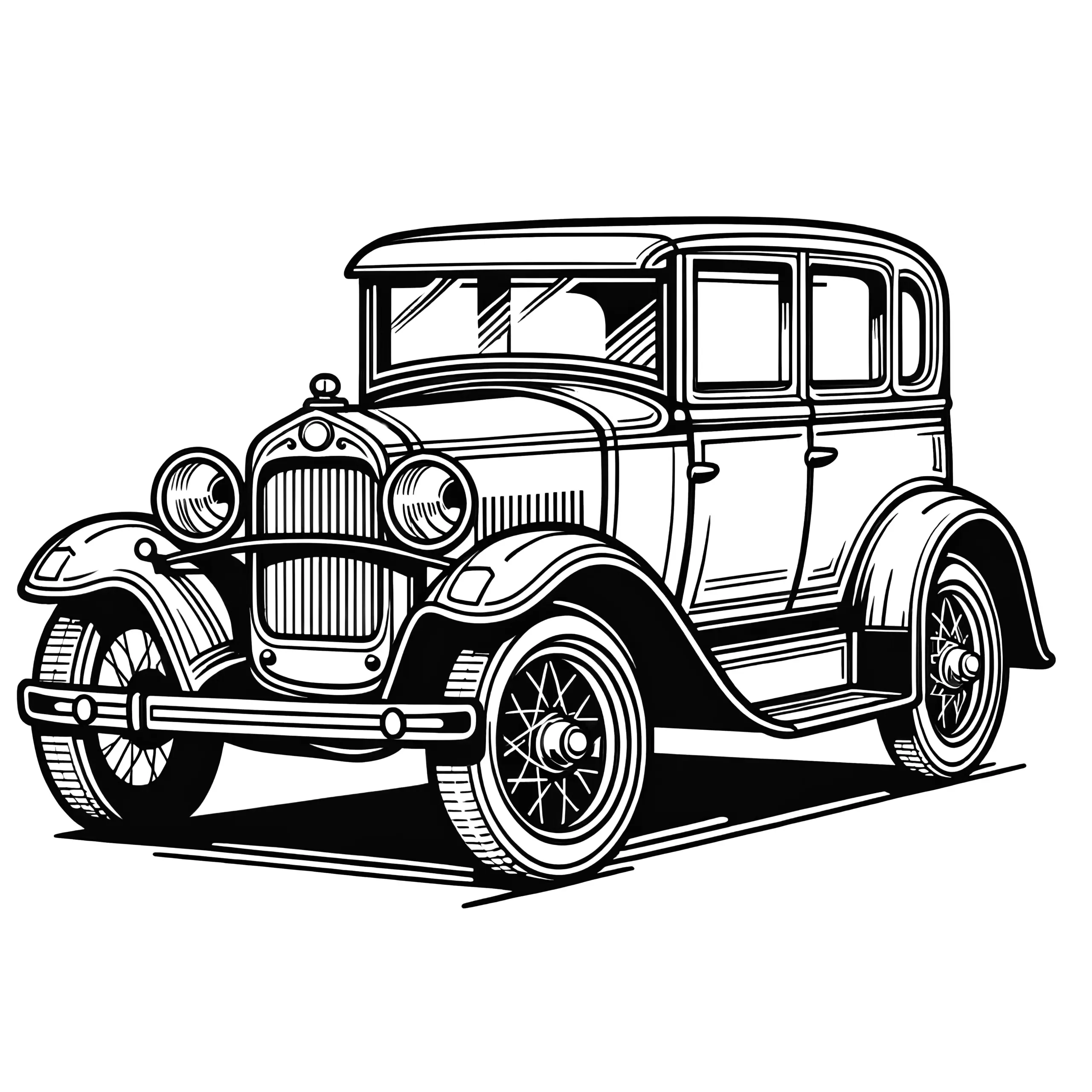 Beeindruckender Oldtimer: Malvorlage zum Download (Kostenlos) (Ausmalbild)
