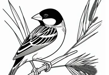Bengalensperling und Baya-Weber – Ausmalbild für Vögel aus Asien