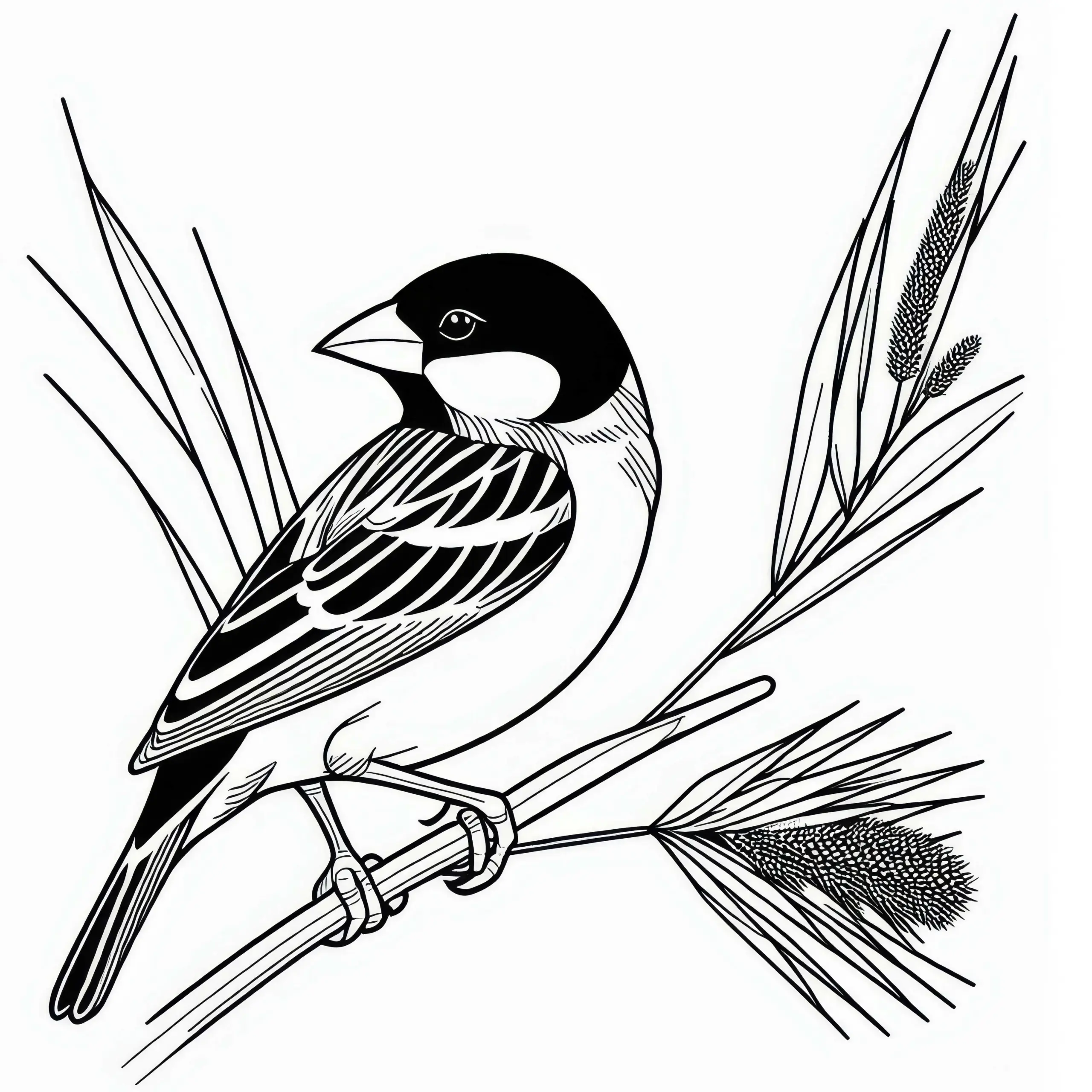 Bengalensperling und Baya-Weber – Ausmalbild für Vögel aus Asien