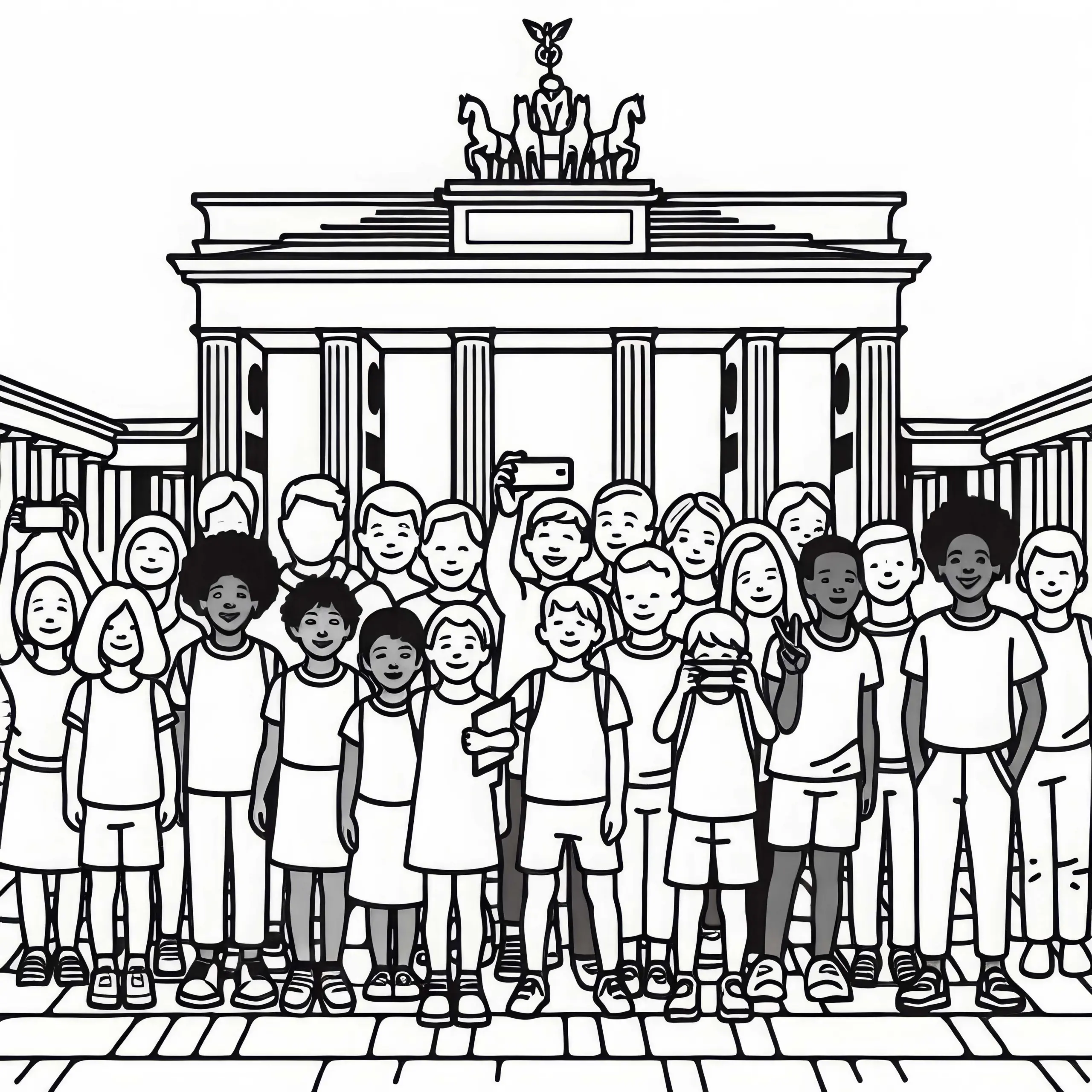 Berlin Kinder am Brandenburger Tor – Ausmalbild Kostenlos