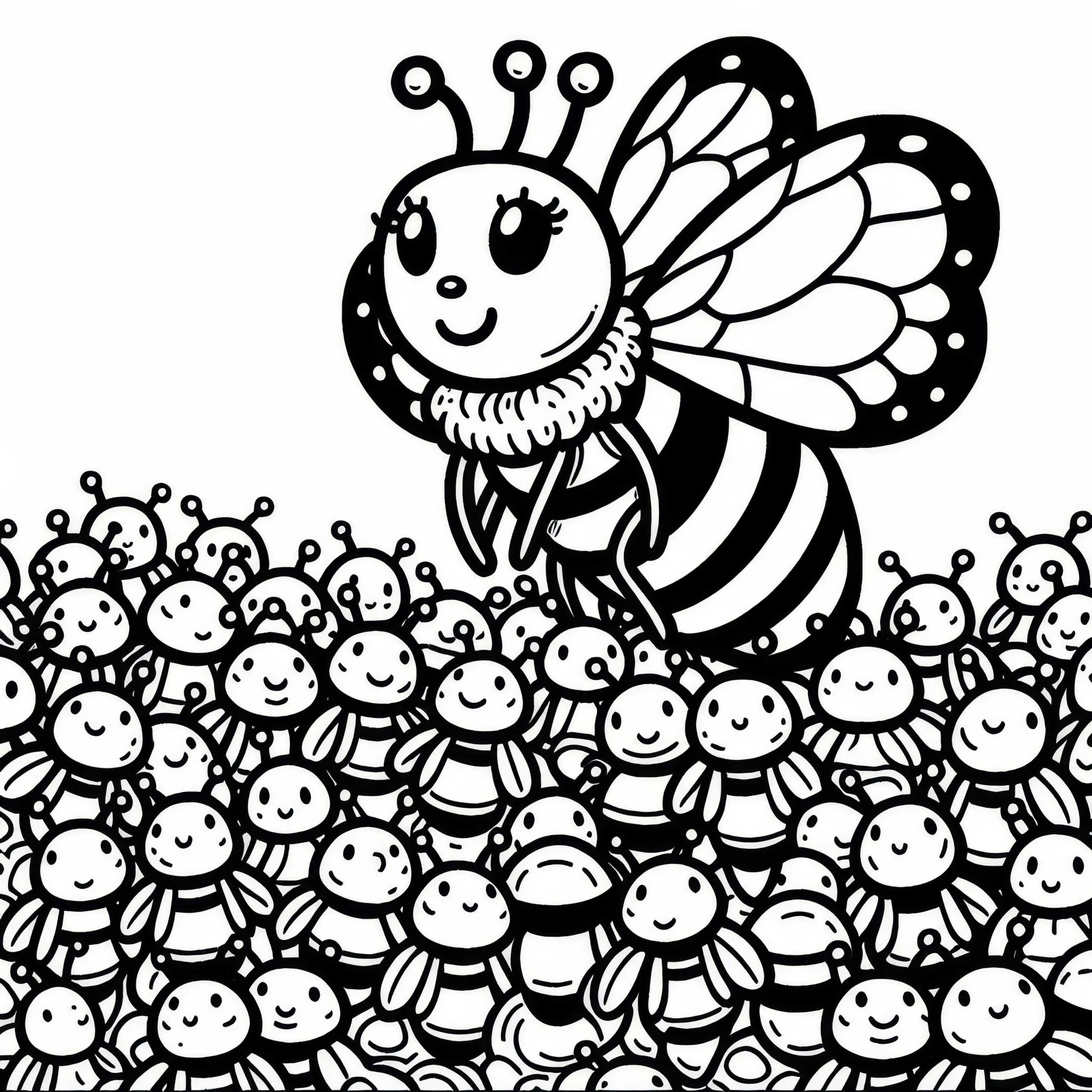 Ausmalbild einer Bienenkönigin – kostenlose Malvorlage
