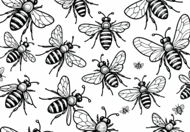 Bienenschwarm Ausmalbild Kostenlos zum Herunterladen und Ausmalen