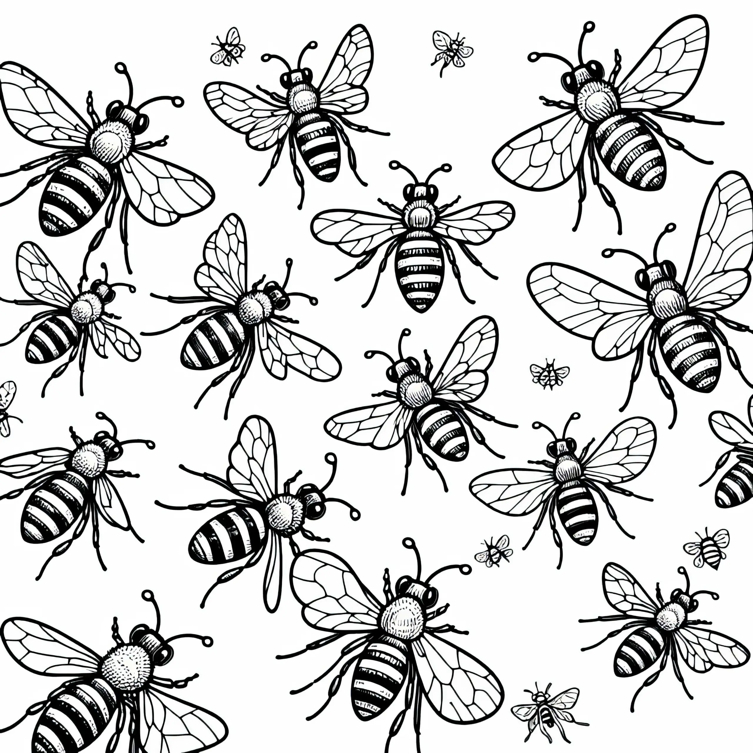 Bienenschwarm Ausmalbild Kostenlos zum Herunterladen und Ausmalen