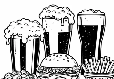 Ausmalbild von Bier als Getränk zum Essen – Kostenloses Bild zum Download