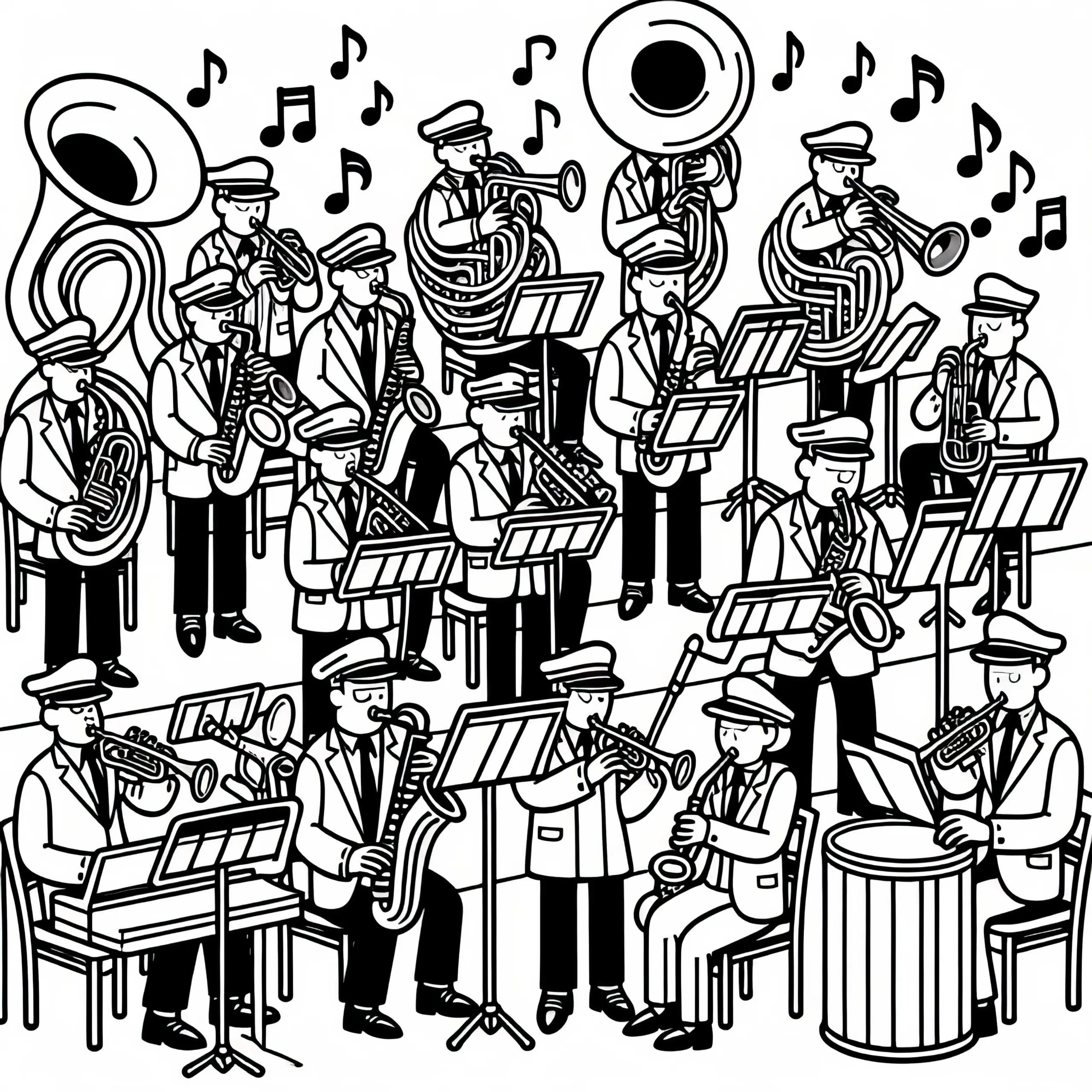 Big Band Ausmalbild Gratis – Jetzt Kostenfrei Herunterladen