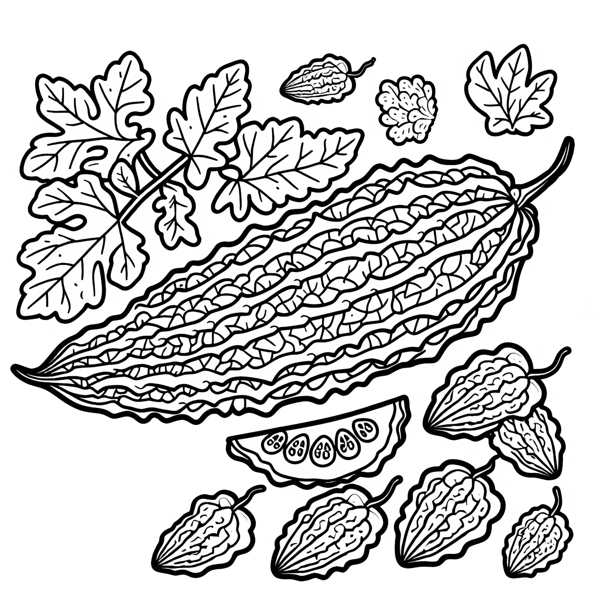 Bittergurke und Bittermelone Ausmalbild kostenlos herunterladen