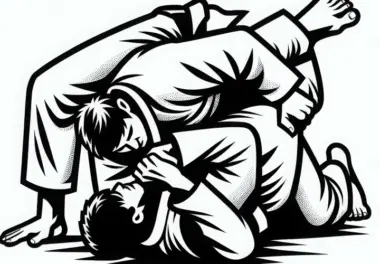BJJ Kämpfer setzt Sweep Technik ein – Malvorlage kostenlos