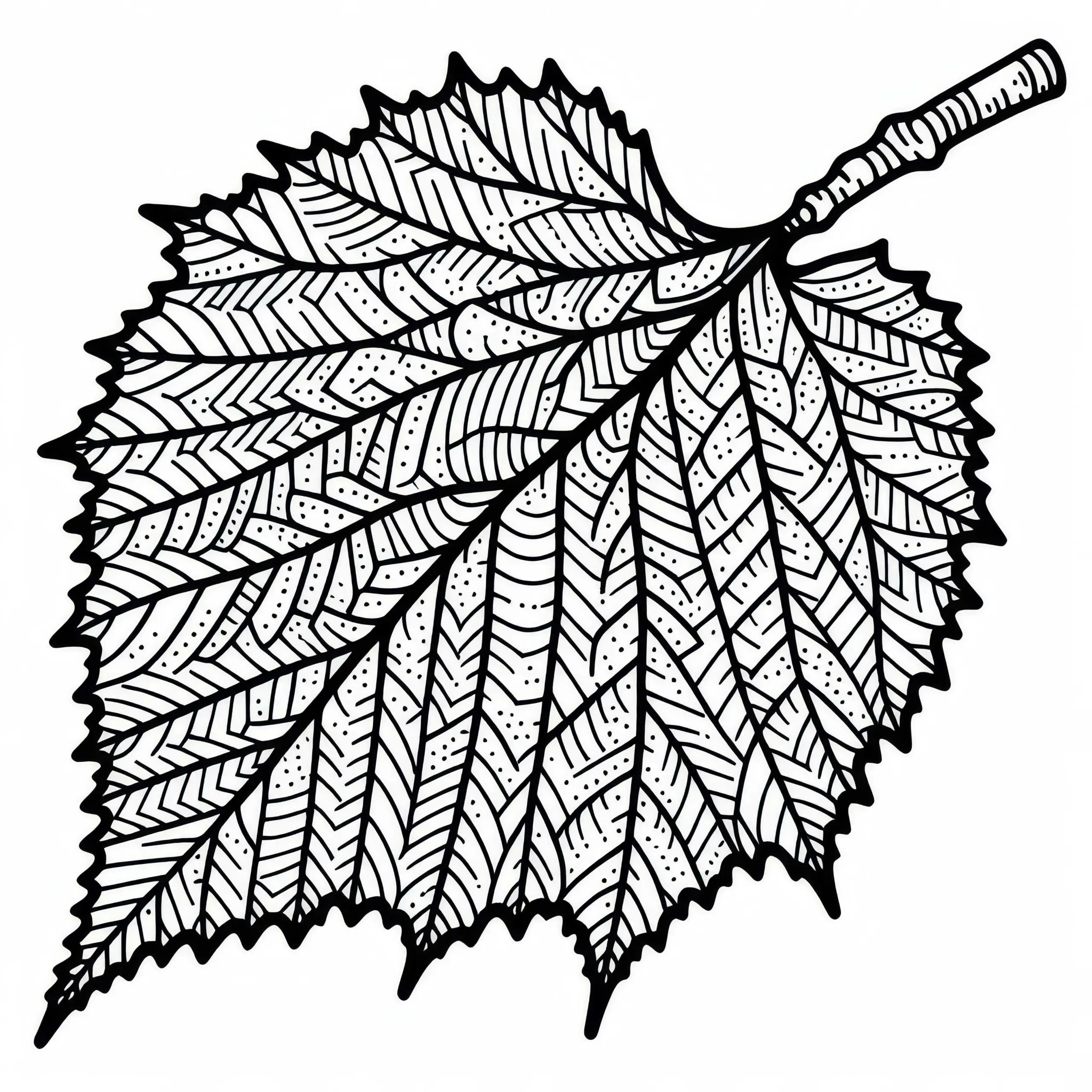 Blatt einer Birke als Ausmalbild für Herbstblätter – Kostenloses Download-Angebot