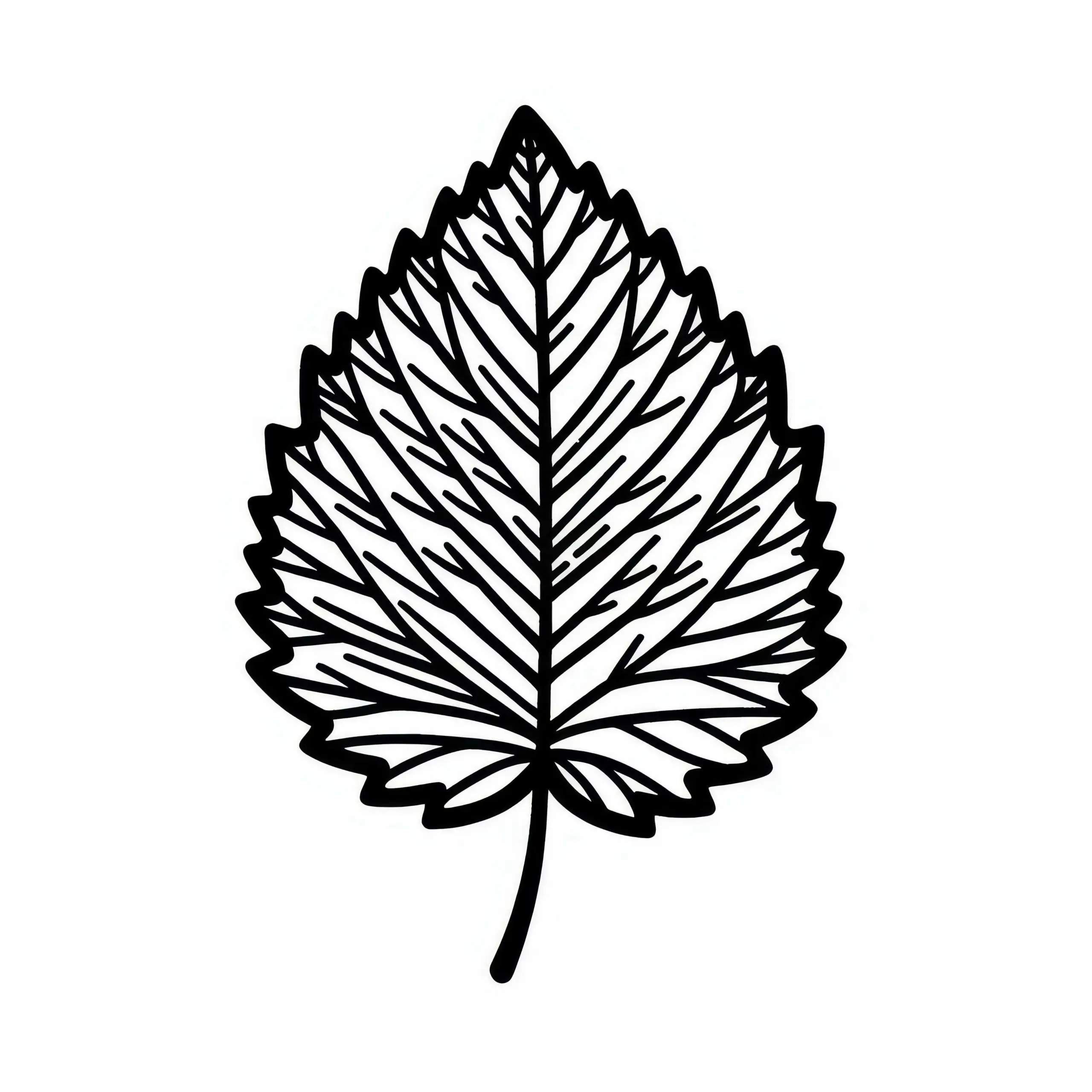 Ausmalbild von einem Blatt einer Buche als Malvorlage für ein Herbstblatt zum Gratis-Download