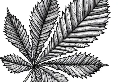 Blatt einer Kastanie – Ausmalbild für Herbstblätter kostenlos