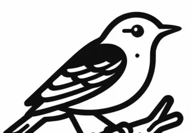 Blauer Felsenkleiber – Ausmalbild eines Vögels aus Asien zum kostenlosen Download