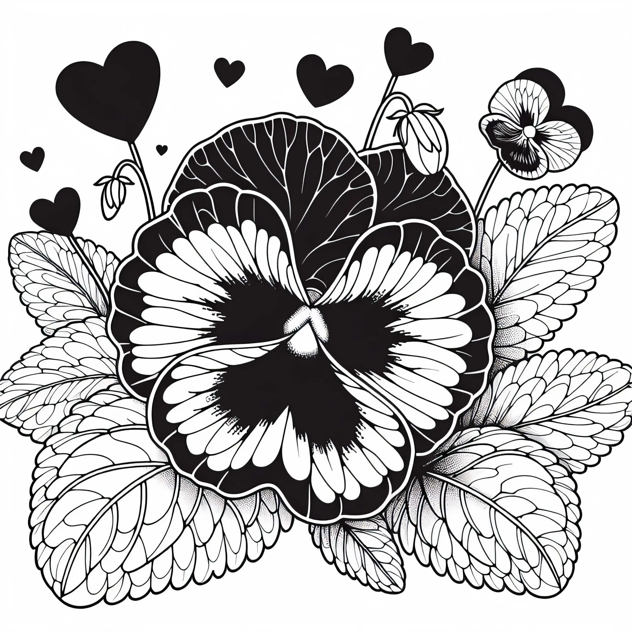 Blüte der Blume Stiefmütterchen – Ausmalbild Kostenlos