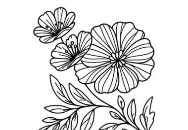Ausmalbild der Blüte der Blume Veilchen kostenlos herunterladen