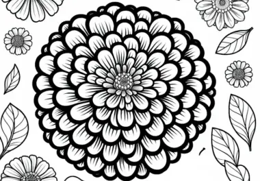 Blüte der Blume Zinnie Ausmalbild Kostenlos