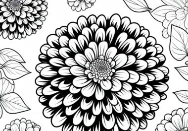 Blüte der Blume Zinnie Malvorlage Kostenlos