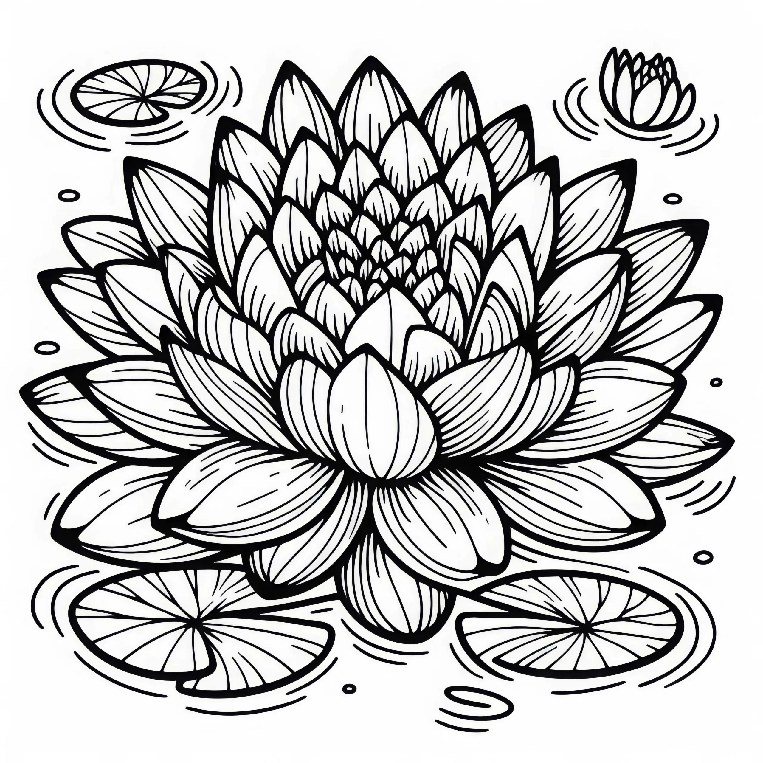 Blüte der Seerose – Ausmalbild kostenlos