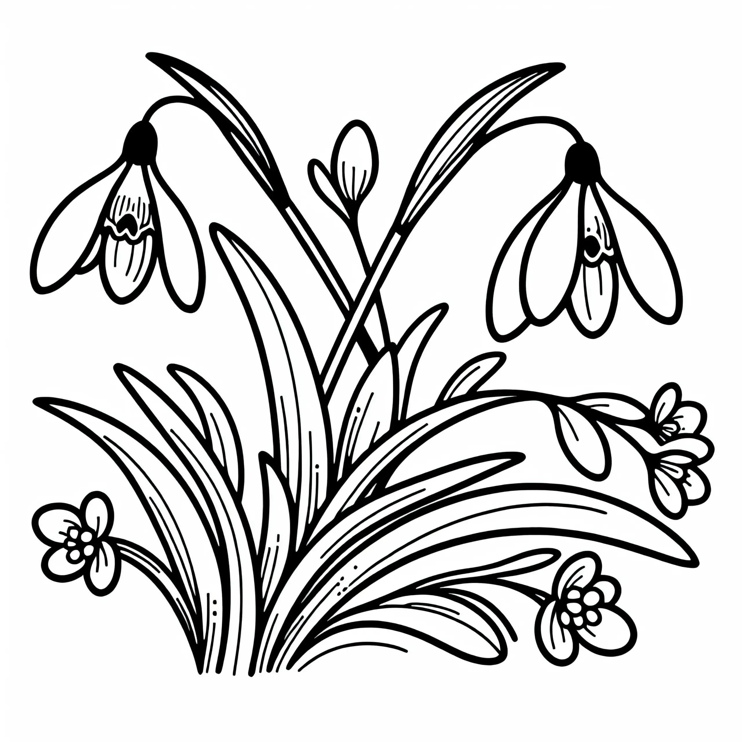 Blüte des Schneeglöckchens – Ausmalbild kostenlos