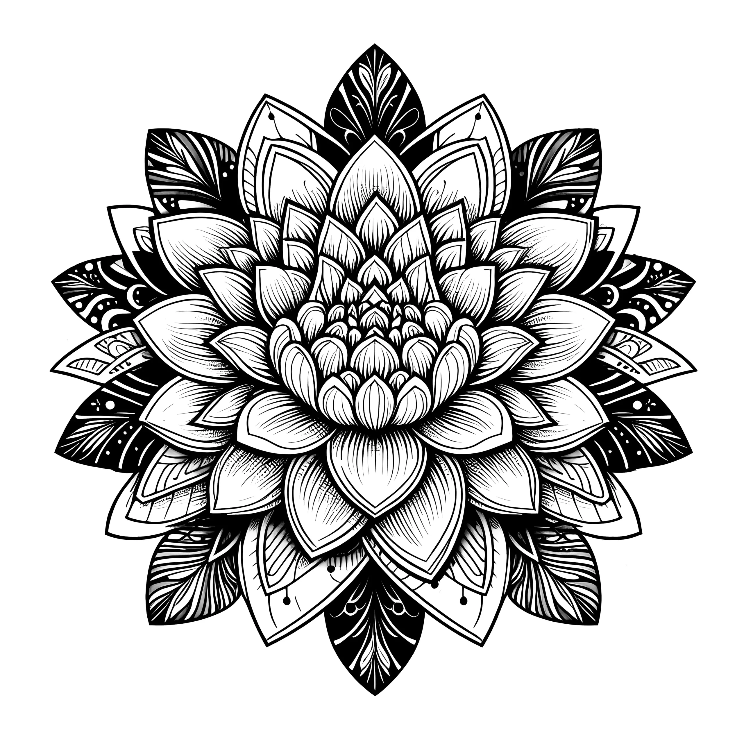 Blüte-Mandala: Inspiration durch filigrane Muster (Zum Download) (Ausmalbild)
