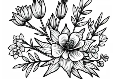 Blume Akelei Malvorlage Kostenlos