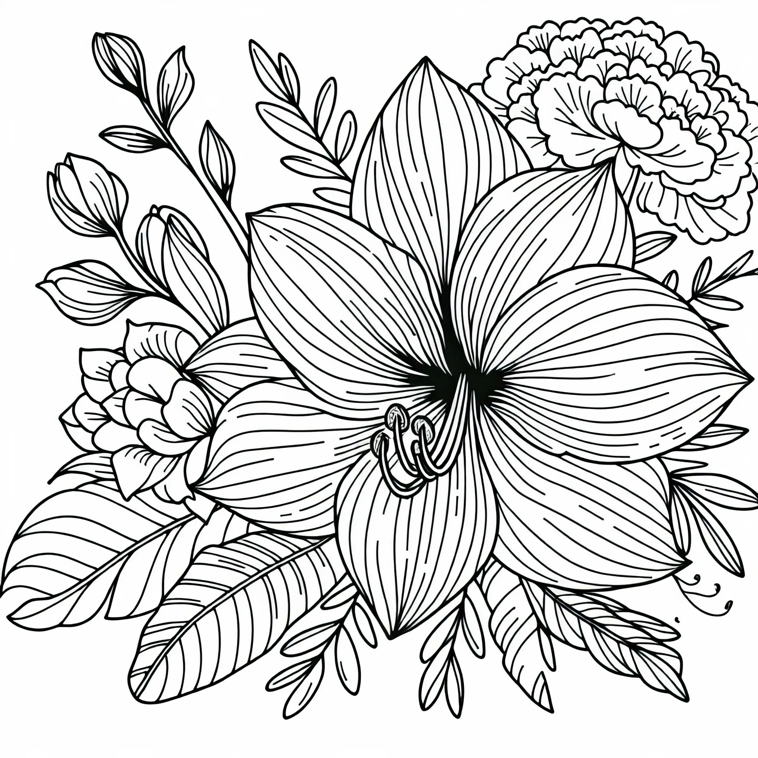 Ausmalbild einer Amaryllis-Blume kostenlos herunterladen