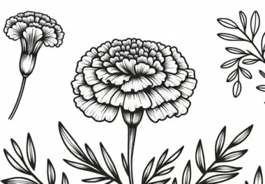 Ausmalbild einer Tagetes-Malvorlage zum kostenlosen Download