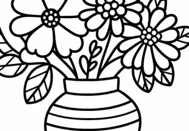 Blumen in Vase Malvorlage – Einfach für Kinder – Kostenlos