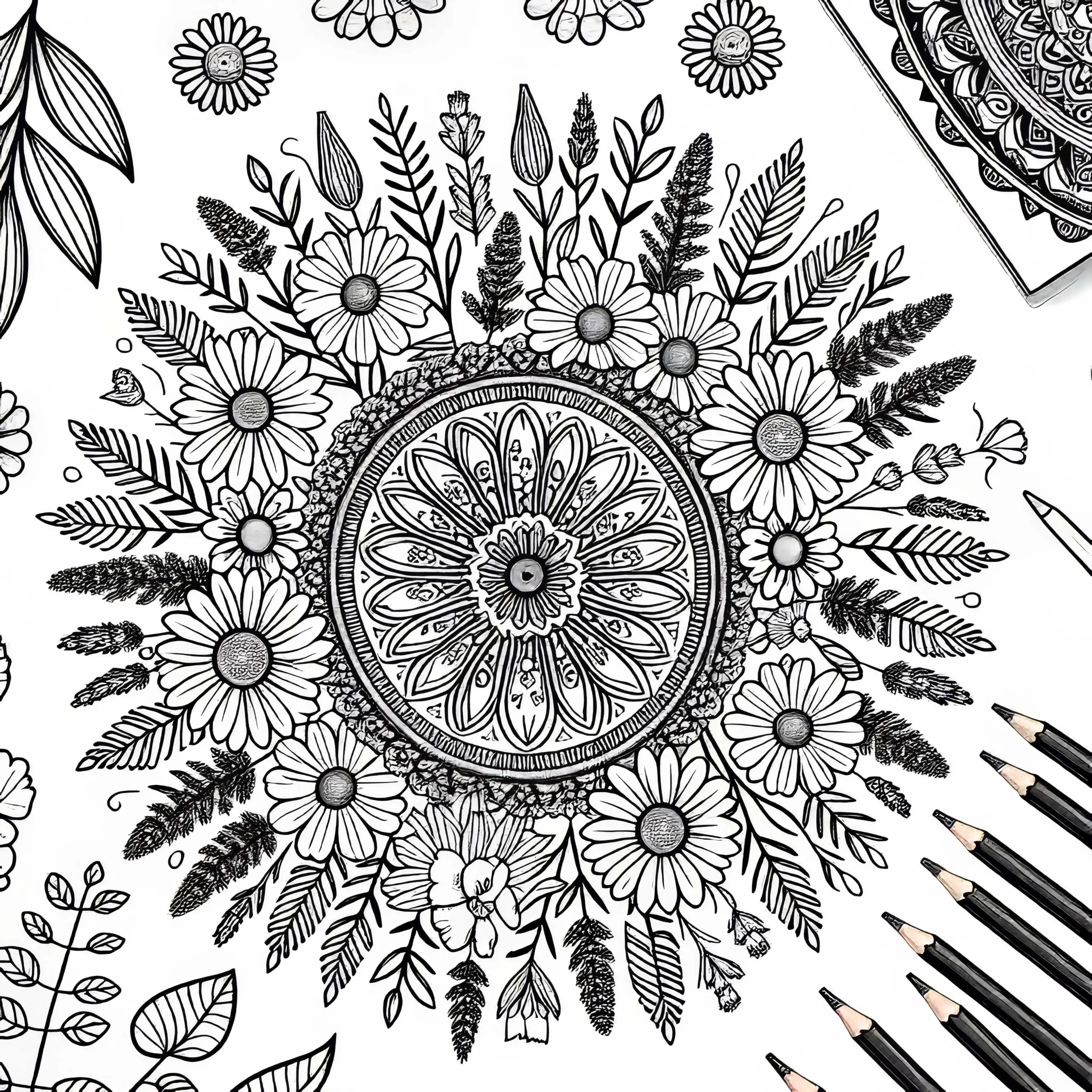 Blumen-Mandala-Malvorlage für den Sommer – Kostenlos Downloaden (Ausmalbild)