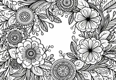 Blumenkranz Ausmalbild für Erwachsene Kostenlos