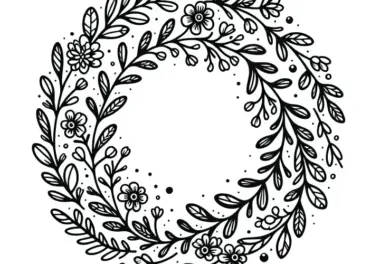 Blumenkranz mit kleinen Blüten als Malvorlage kostenlos herunterladen