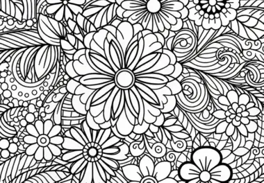 Blumenmuster mit klarer Struktur – Malvorlage kostenlos
