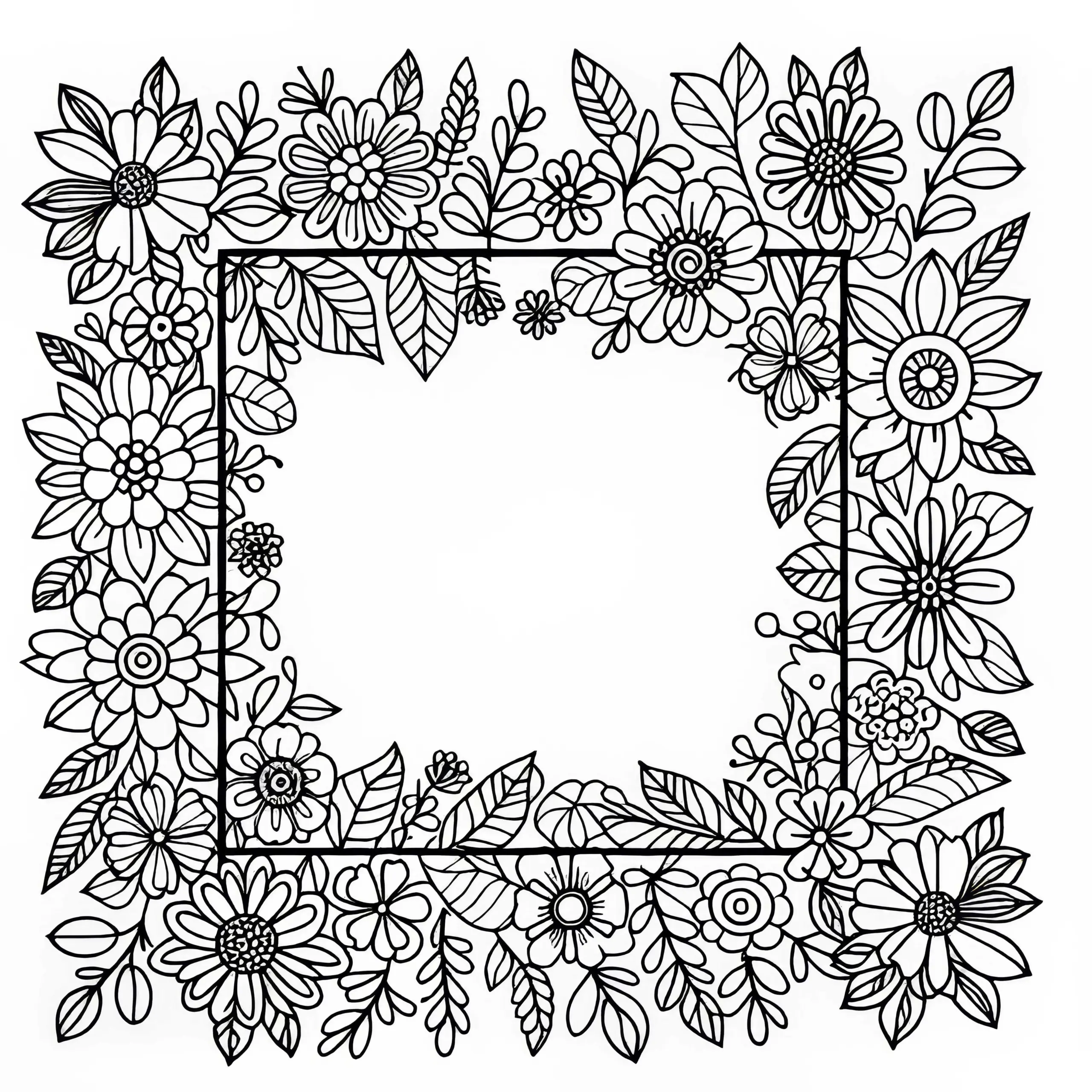 Blumenrahmen Ausmalbild Kostenlos
