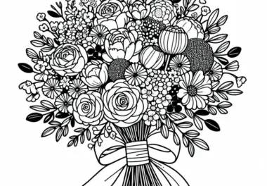 Blumenstrauß für Hochzeit – Ausmalbild Kostenlos