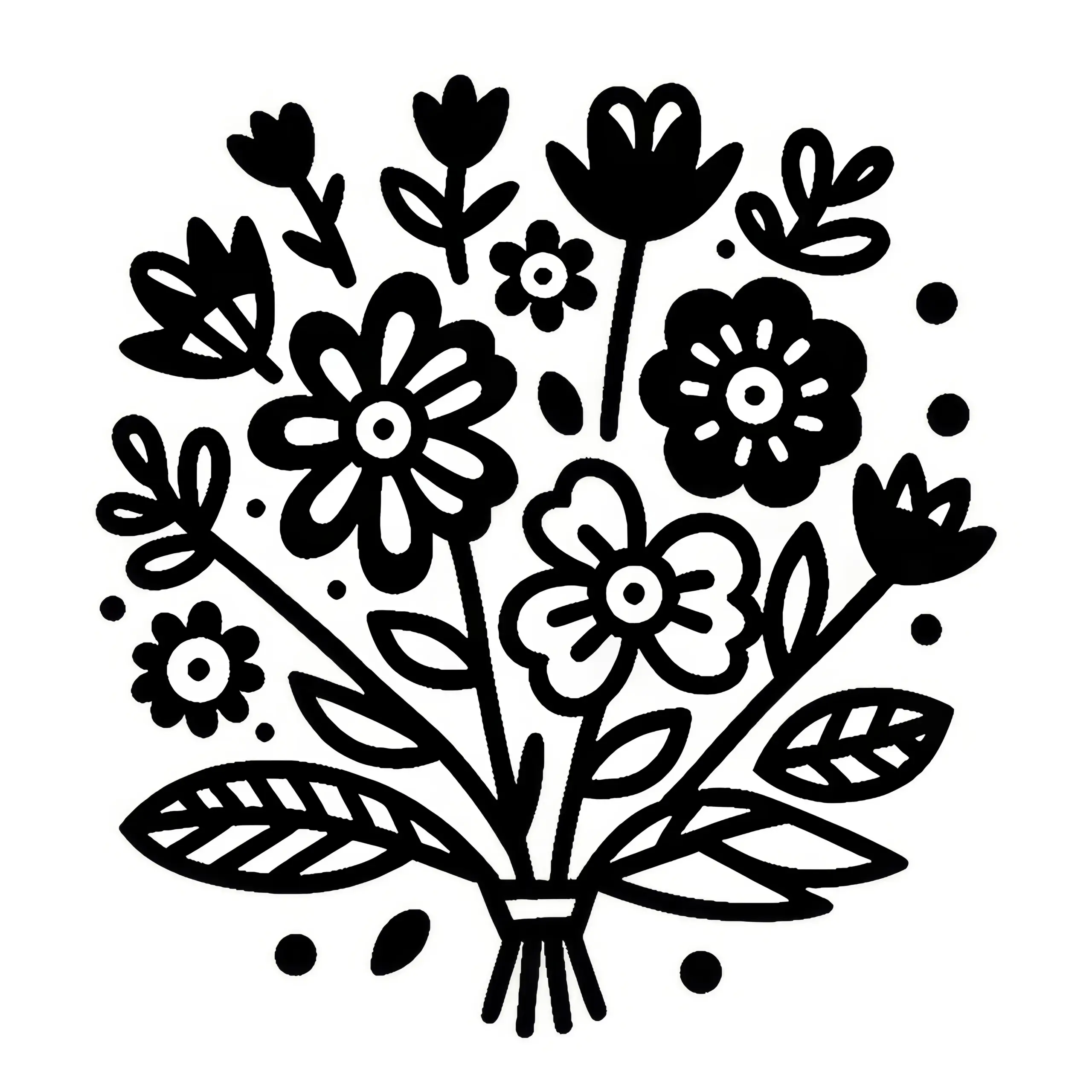 Blumenstrauß zum Valentinstag: Einfaches Ausmalbild (Gratis)