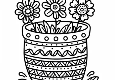 Blumentopf mit Blumen Ausmalbild Kostenlos