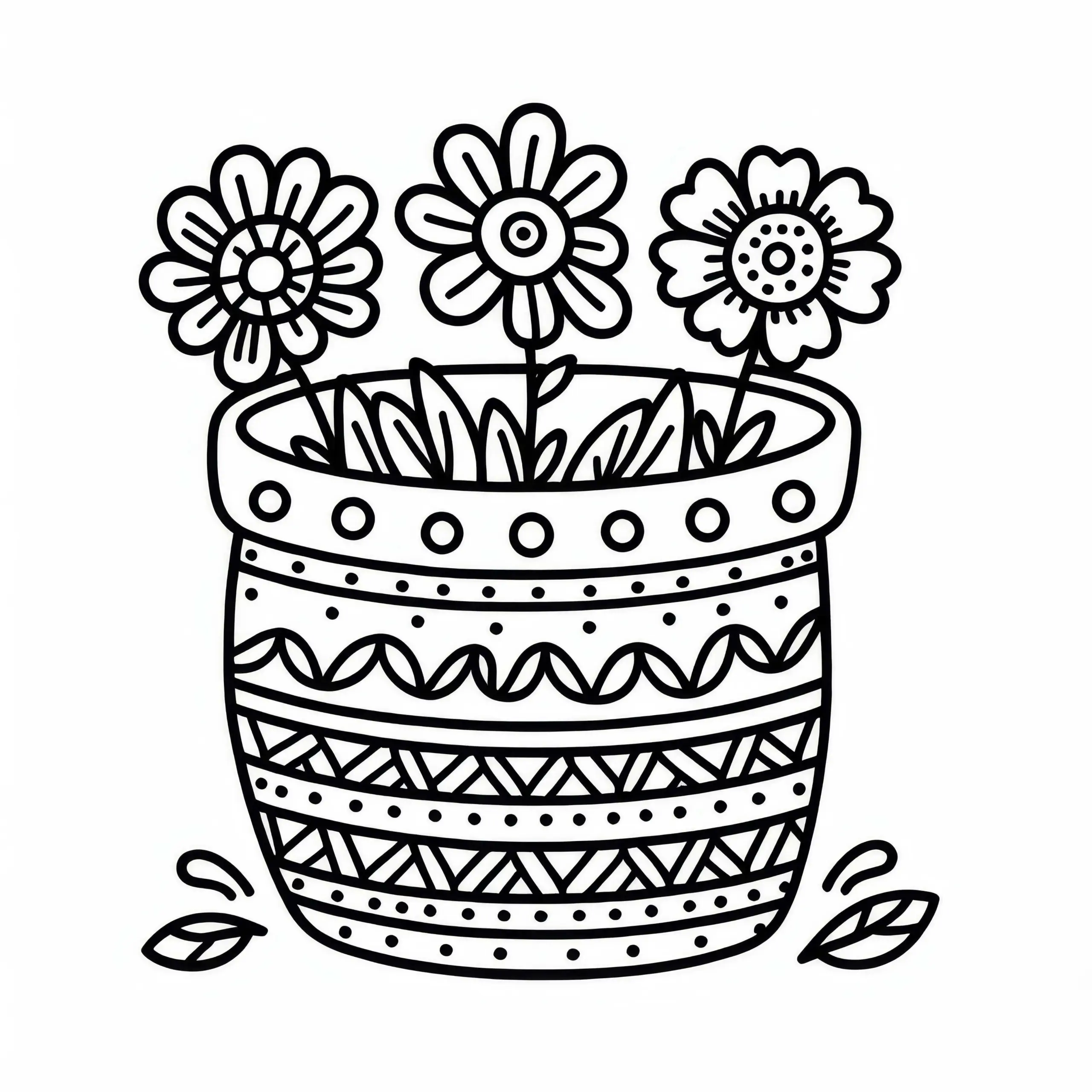 Blumentopf mit Blumen Ausmalbild Kostenlos