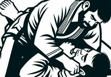 Bodenkämpfer beim Jiu-Jitsu (BJJ) Malvorlage Gratis