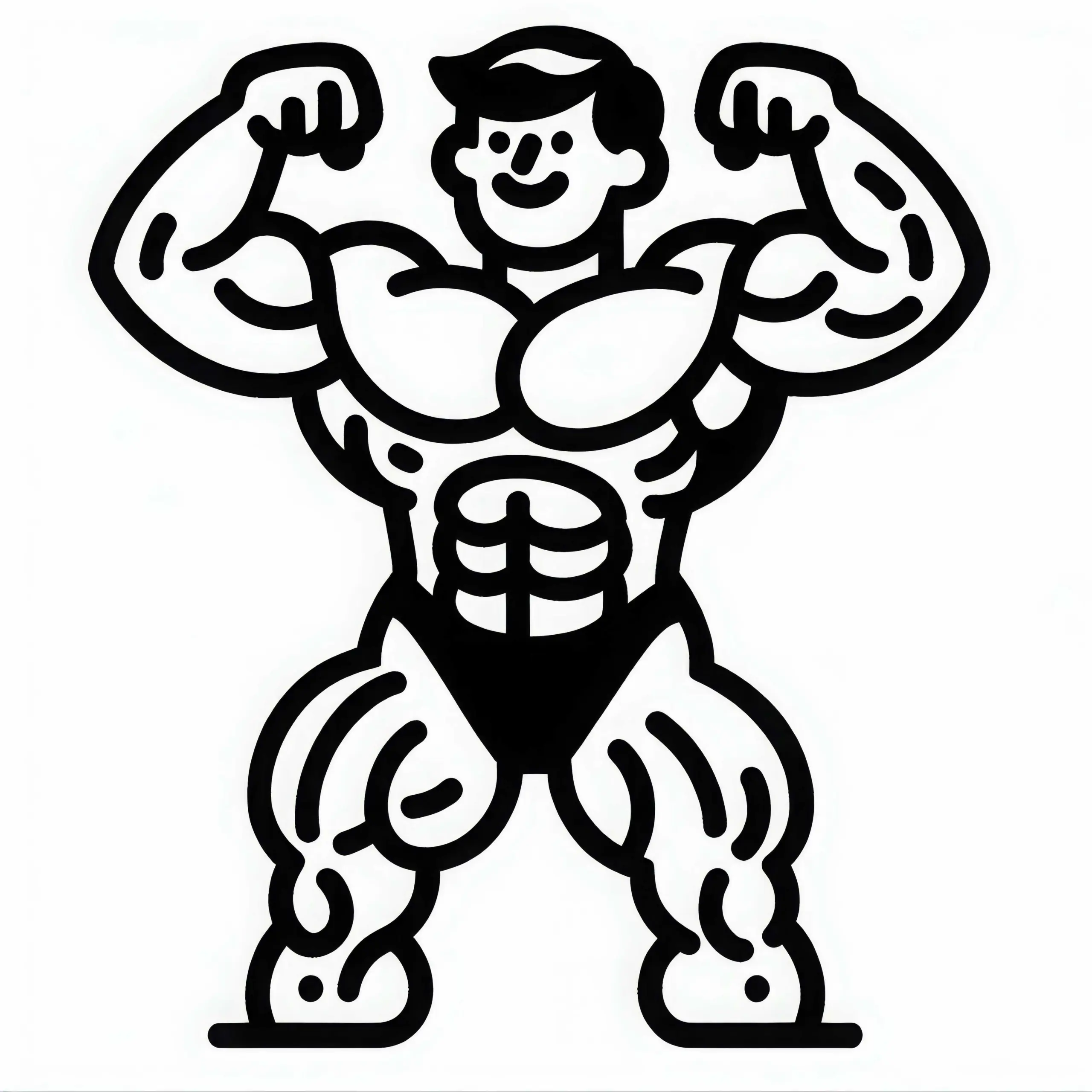 Bodybuilder zeigt seine Muskeln – Malvorlage einfach gratis (Ausmalbild)