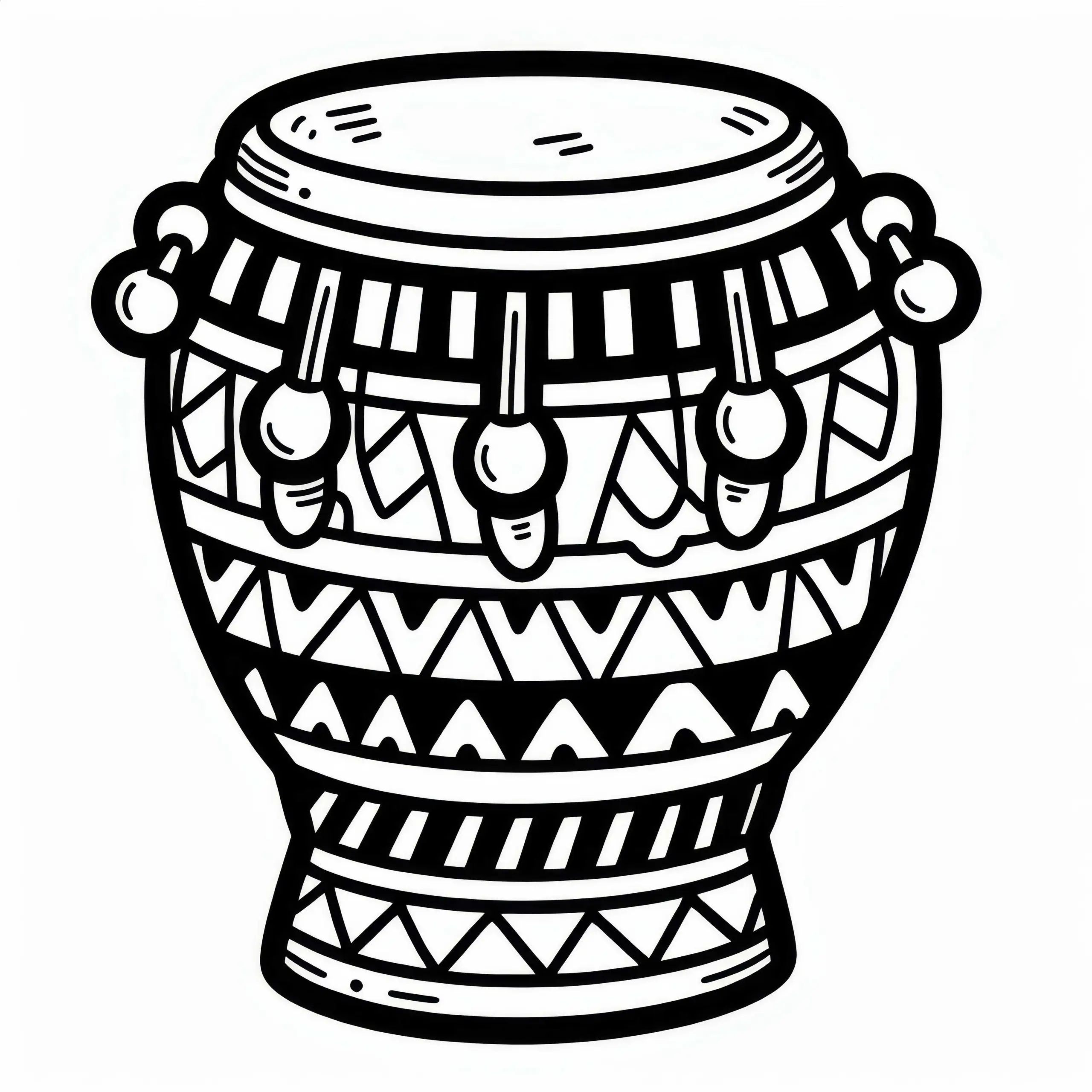 Bongo Malvorlage für ein Schlaginstrument kostenlos herunterladen (Ausmalbild)