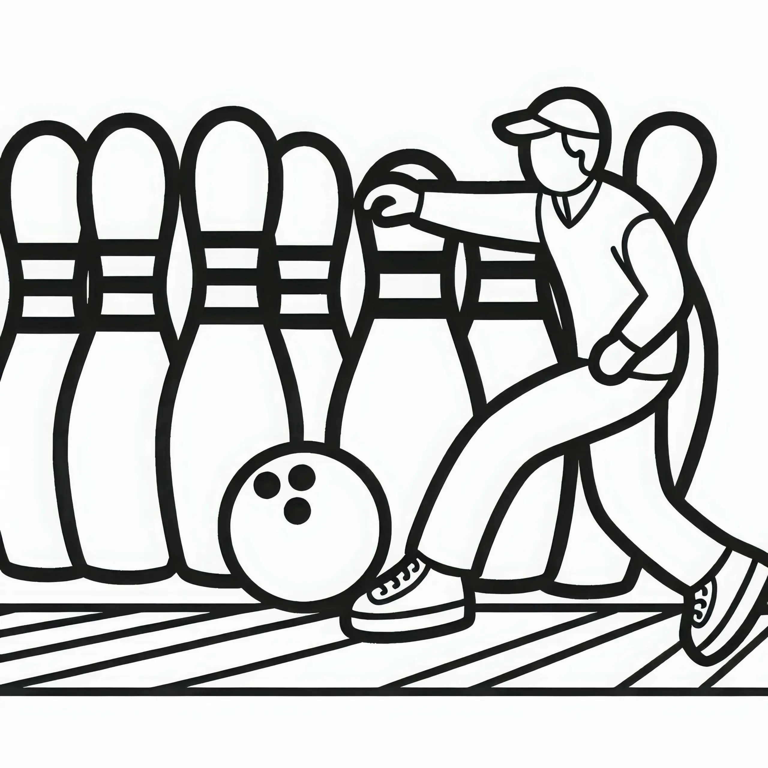 Bowling Malvorlage einfach kostenlos (Ausmalbild)