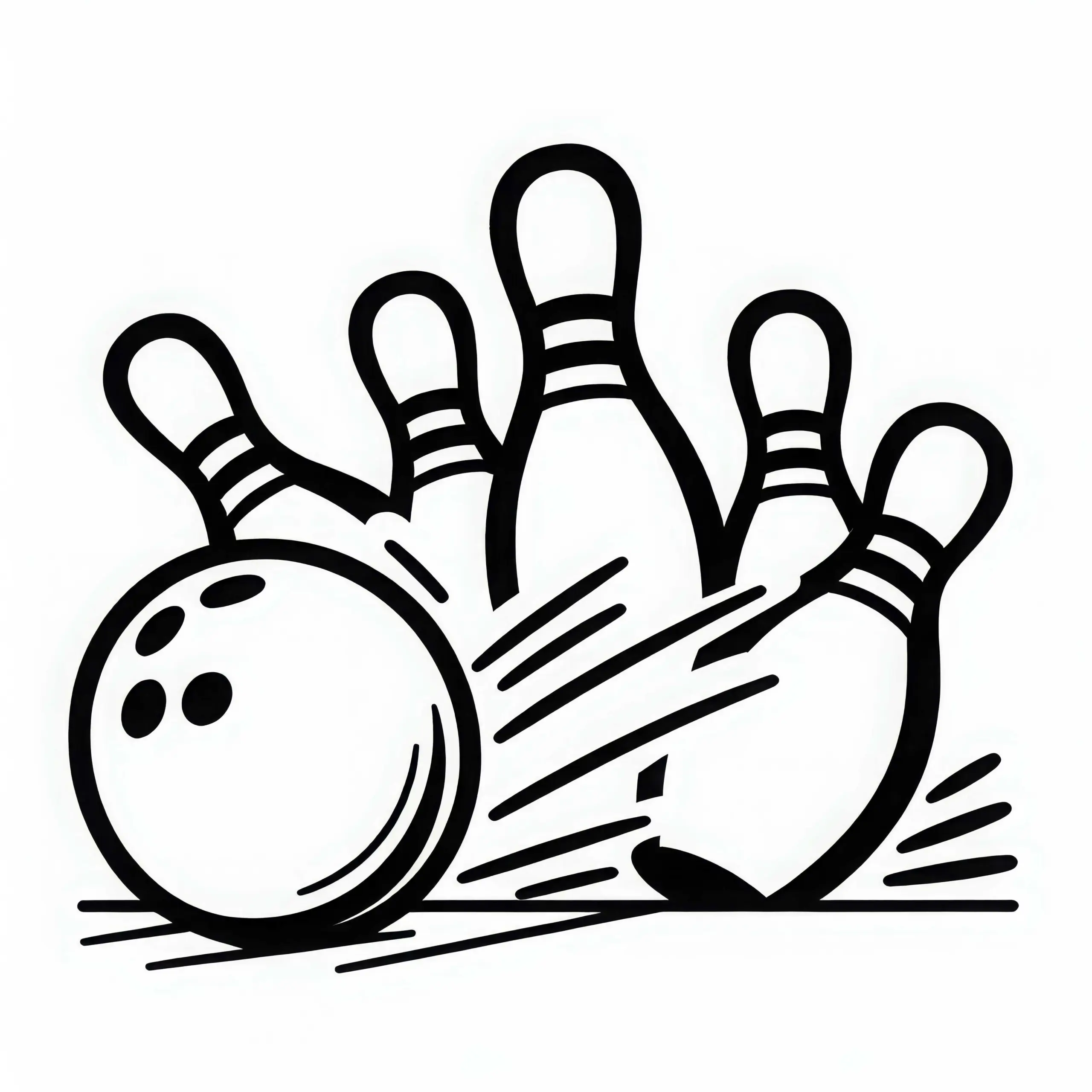 Bowling-Pins Fallen Bei Strike Um – Ausmalbild Kostenlos