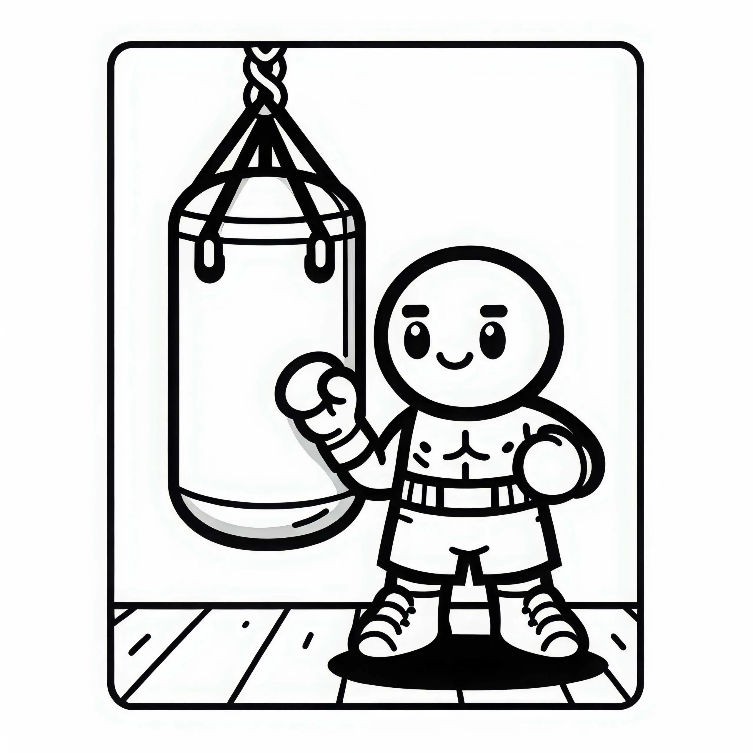 Boxsack Malvorlage einfach kostenlos (Ausmalbild)
