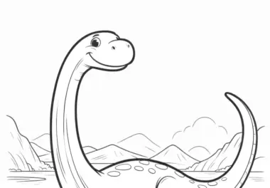 Brachiosaurus im prähistorischen Tal zum Ausmalen
