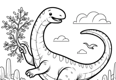 Brachiosaurus im Urzeit-Dschungel (Malvorlage)