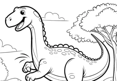 Brachiosaurus in der Natur (Bild zum Ausmalen)