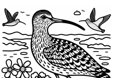 Großer Brachvogel – Vogel in Europa als Ausmalbild gratis